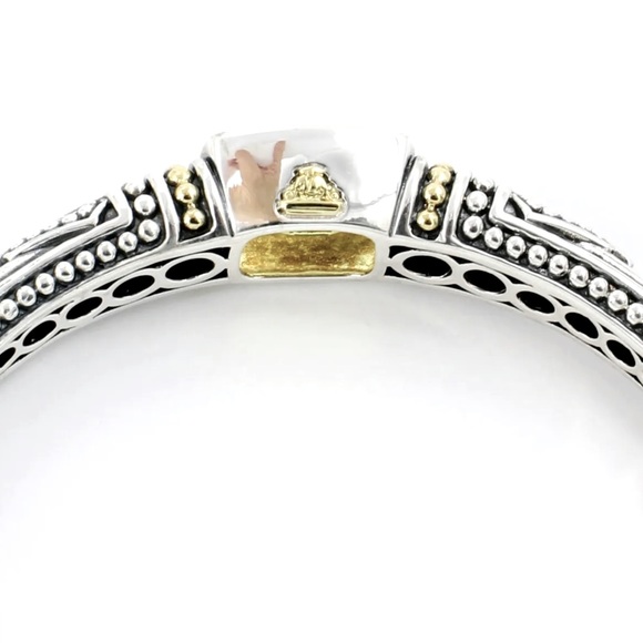 ♥️SOLD♥️LAGOS * Vintage Sterling Silver & 18K Citrine Caviar Cuff Bracelet - Picture 7 of 10